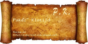 Pakó Klotild névjegykártya